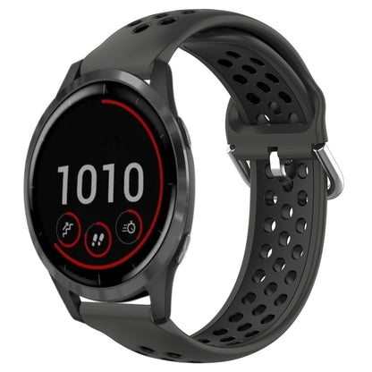 For Garmin Vivoactive4 22mm Perforated Breathable Sports Silicone Watch Band(Black) - Watch Bands by buy2fix | Online Shopping UK | buy2fix