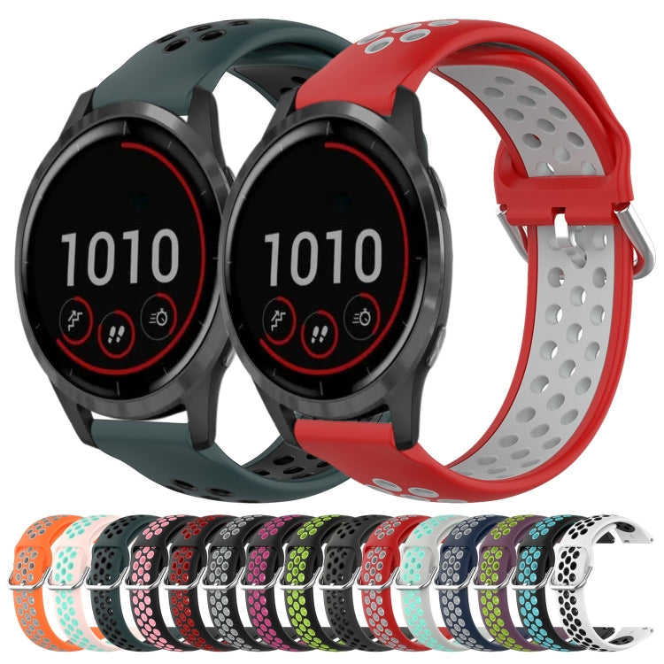 For Garmin Vivoactive4 22mm Perforated Breathable Sports Silicone Watch Band(Black) - Watch Bands by buy2fix | Online Shopping UK | buy2fix