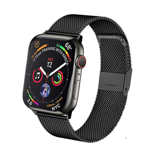 Milan Metal Steel Mesh Integrated Buckle Watch Band For Apple Watch Series 8&7 41mm(Black) - Watch Bands by buy2fix | Online Shopping UK | buy2fix