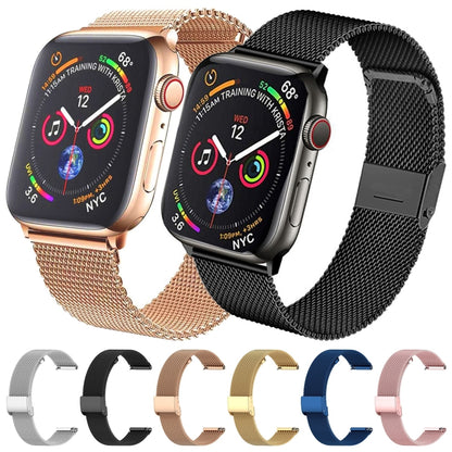 Milan Metal Steel Mesh Integrated Buckle Watch Band For Apple Watch Series 8&7 41mm(Black) - Watch Bands by buy2fix | Online Shopping UK | buy2fix
