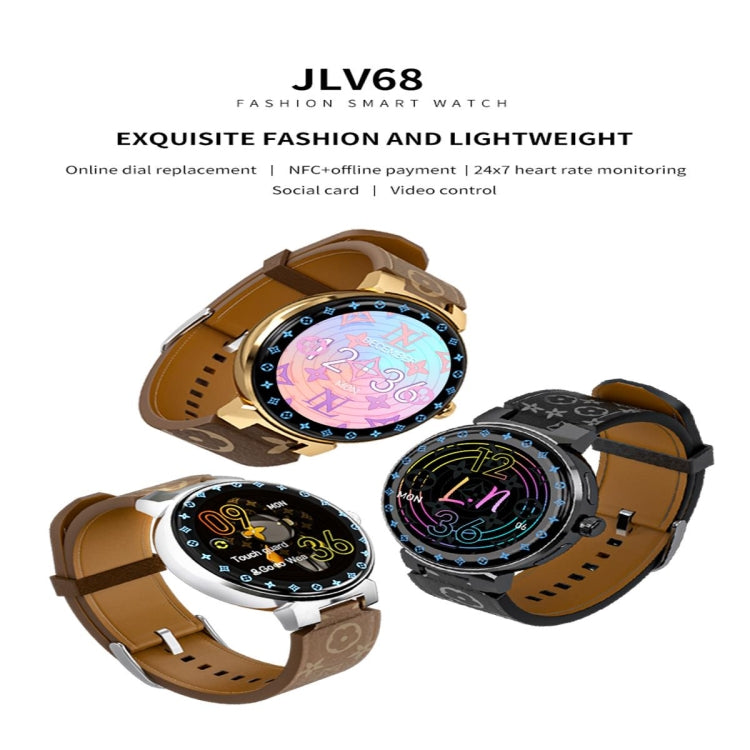 JLV68 1.35 inch Color Screen Smart Watch,Support Heart Rate Monitoring / Blood Pressure Monitoring(Gold) by buy2fix