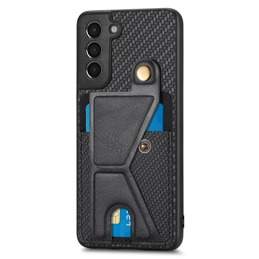 For Samsung Galaxy S21+ 5G Carbon Fiber Wallet Flip Card K-shaped Holder Phone Case(Black) - Galaxy S21+ 5G Cases by buy2fix | Online Shopping UK | buy2fix