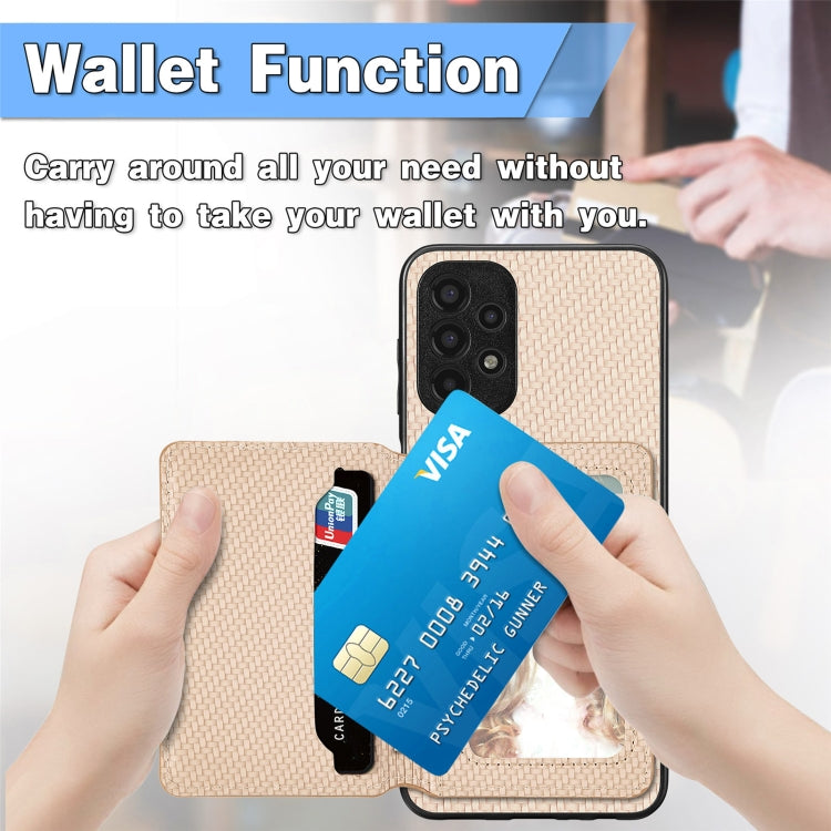 For Samsung Galaxy A13 4G Carbon Fiber Magnetic Card Wallet Bag Phone Case(Green) by buy2fix