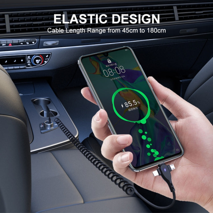 ENKAY Hat-Prince 3 in 1 6A USB to 8 Pin+Type-C+Micro USB Supper Fast Charge Spring Cable, Length: 1.8m(Black) by ENKAY