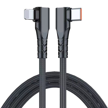ENKAY Hat-Prince PD 20W Type-C to 8 Pin Dual Elbow Fast Charging Data Cable, Length:2m(Black) by ENKAY