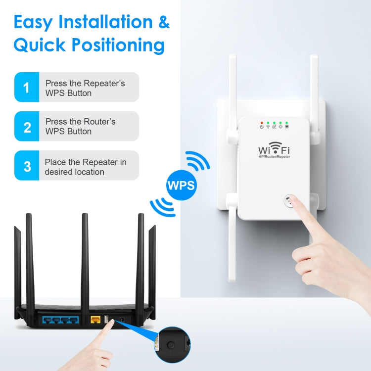 U8 300Mbps Wireless WiFi Repeater Extender Router Wi-Fi Signal Amplifier WiFi Booster(US Plug) by buy2fix