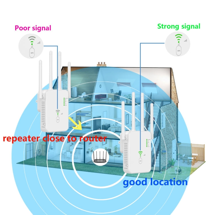 U10 1200Mbps Signal Booster WiFi Extender WiFi Antenna Dual Band 5G Wireless Signal Repeater(US Plug) by buy2fix