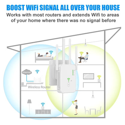 U10 1200Mbps Signal Booster WiFi Extender WiFi Antenna Dual Band 5G Wireless Signal Repeater(US Plug) by buy2fix