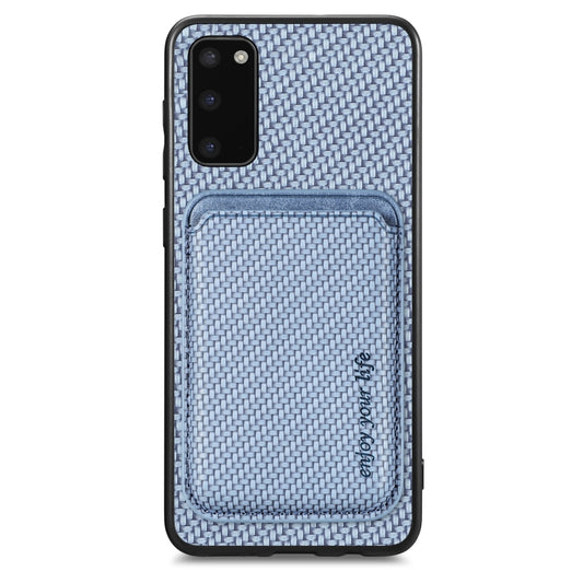 For Samsung Galaxy S20 Carbon Fiber Leather Card Magsafe Magnetic Phone Case(Blue) - Galaxy Phone Cases by buy2fix | Online Shopping UK | buy2fix