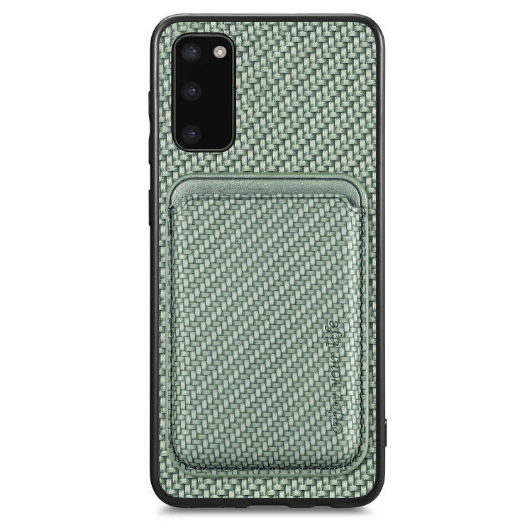 For Samsung Galaxy S20 Carbon Fiber Leather Card Magsafe Magnetic Phone Case(Green) by buy2fix