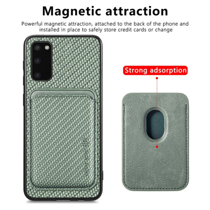 For Samsung Galaxy S20 Carbon Fiber Leather Card Magsafe Magnetic Phone Case(Green) by buy2fix