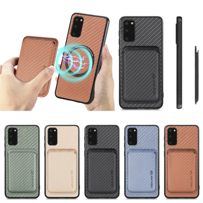 For Samsung Galaxy S20 Carbon Fiber Leather Card Magsafe Magnetic Phone Case(Khaki) by buy2fix