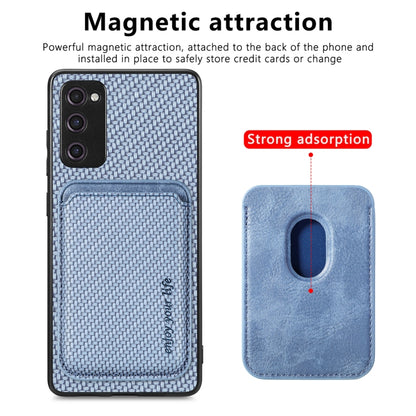 For Samsung Galaxy S21 FE 5G Carbon Fiber Leather Card Magsafe Magnetic Phone Case(Blue) by buy2fix