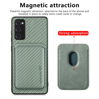 For Samsung Galaxy S21 FE 5G Carbon Fiber Leather Card Magsafe Magnetic Phone Case(Green) by buy2fix