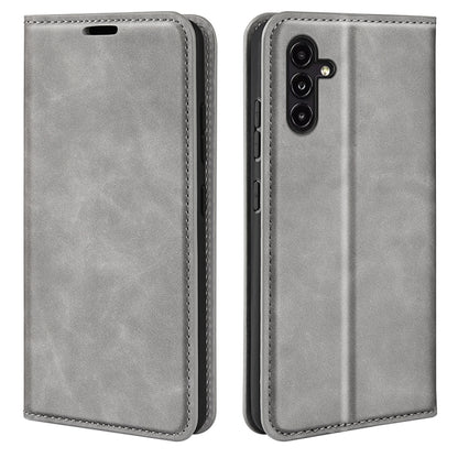 For Samsung Galaxy A14 5G Retro-skin Magnetic Suction Leather Phone Case(Grey) by buy2fix