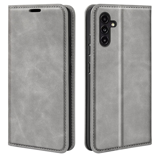 For Samsung Galaxy A14 5G Retro-skin Magnetic Suction Leather Phone Case(Grey) by buy2fix