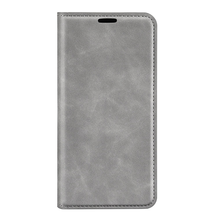 For Samsung Galaxy A14 5G Retro-skin Magnetic Suction Leather Phone Case(Grey) by buy2fix