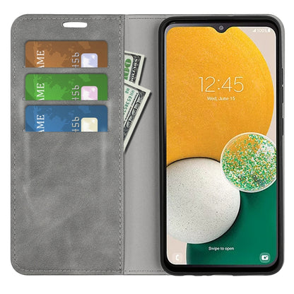 For Samsung Galaxy A14 5G Retro-skin Magnetic Suction Leather Phone Case(Grey) by buy2fix