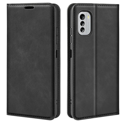 For Nokia G60 5G Retro-skin Magnetic Suction Leather Phone Case(Black) - Nokia Cases by buy2fix | Online Shopping UK | buy2fix