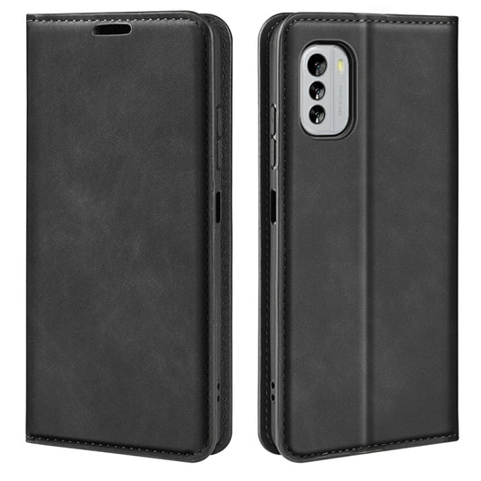 For Nokia G60 5G Retro-skin Magnetic Suction Leather Phone Case(Black) - Nokia Cases by buy2fix | Online Shopping UK | buy2fix
