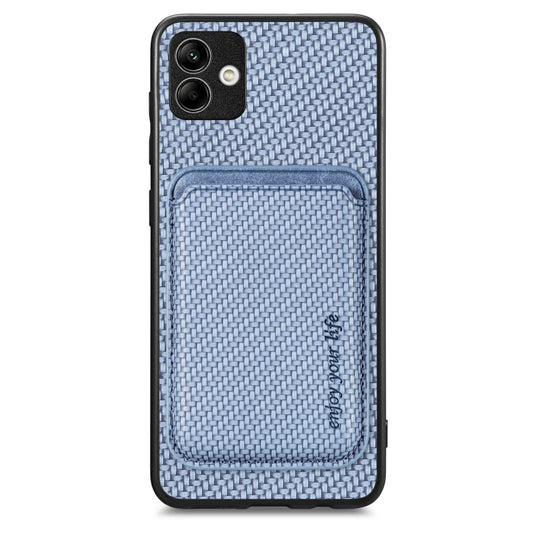 For Samsung Galaxy A04 4G Carbon Fiber Leather Card Magsafe Magnetic Phone Case(Blue) by buy2fix