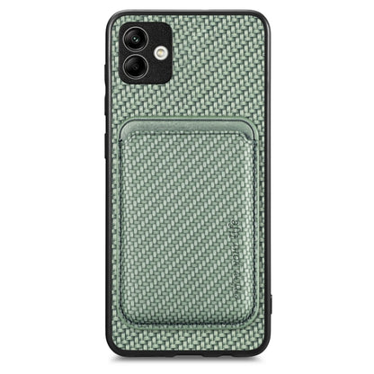 For Samsung Galaxy A04 4G Carbon Fiber Leather Card Magsafe Magnetic Phone Case(Green) by buy2fix