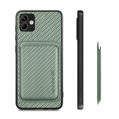 For Samsung Galaxy A04 4G Carbon Fiber Leather Card Magsafe Magnetic Phone Case(Green) by buy2fix