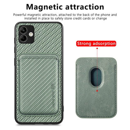 For Samsung Galaxy A04 4G Carbon Fiber Leather Card Magsafe Magnetic Phone Case(Green) by buy2fix