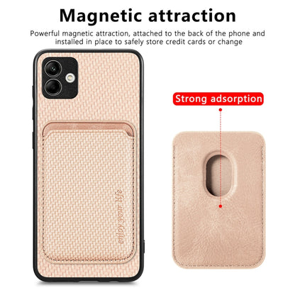 For Samsung Galaxy A04 4G Carbon Fiber Leather Card Magsafe Magnetic Phone Case(Khaki) by buy2fix