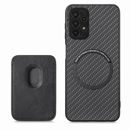 For Samsung Galaxy A13 4G Carbon Fiber Leather Card Magsafe Magnetic Phone Case(Black) by buy2fix