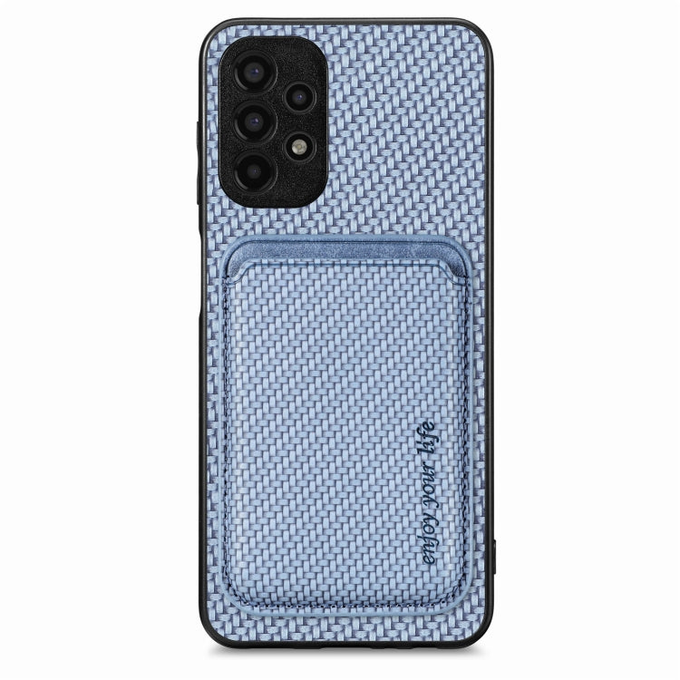 For Samsung Galaxy A13 4G Carbon Fiber Leather Card Magsafe Magnetic Phone Case(Blue) by buy2fix