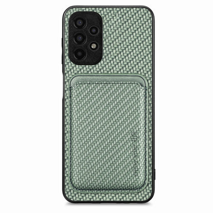For Samsung Galaxy A13 4G Carbon Fiber Leather Card Magsafe Magnetic Phone Case(Green) by buy2fix