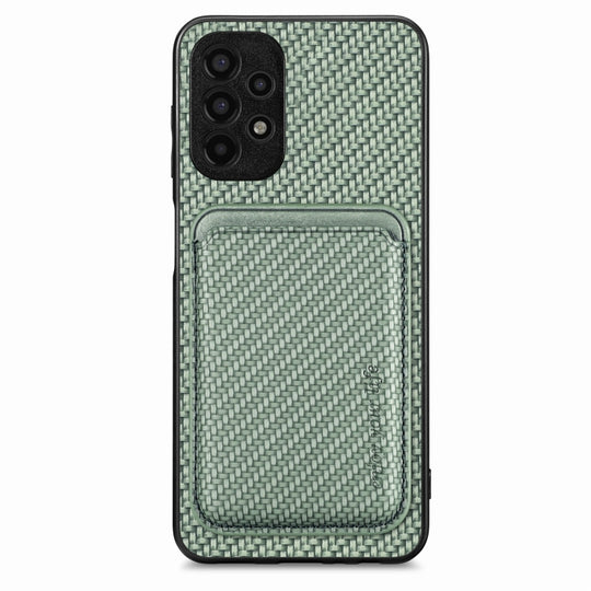 For Samsung Galaxy A13 4G Carbon Fiber Leather Card Magsafe Magnetic Phone Case(Green)