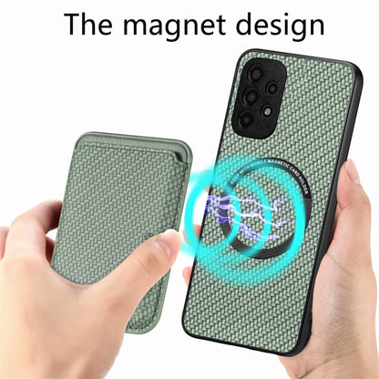 For Samsung Galaxy A13 4G Carbon Fiber Leather Card Magsafe Magnetic Phone Case(Green) by buy2fix