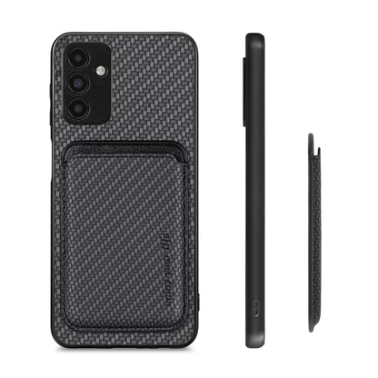 For Samsung Galaxy A13 5G Carbon Fiber Leather Card Magsafe Magnetic Phone Case(Black) by buy2fix