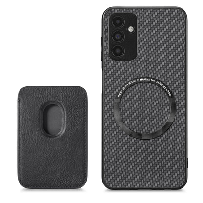For Samsung Galaxy A13 5G Carbon Fiber Leather Card Magsafe Magnetic Phone Case(Black) by buy2fix