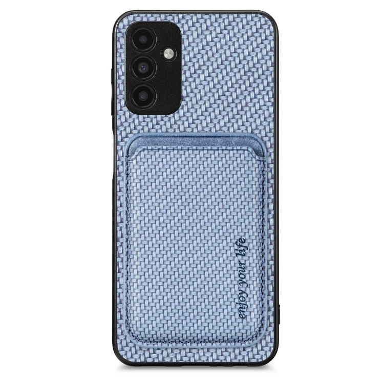 For Samsung Galaxy A13 5G Carbon Fiber Leather Card Magsafe Magnetic Phone Case(Blue) by buy2fix