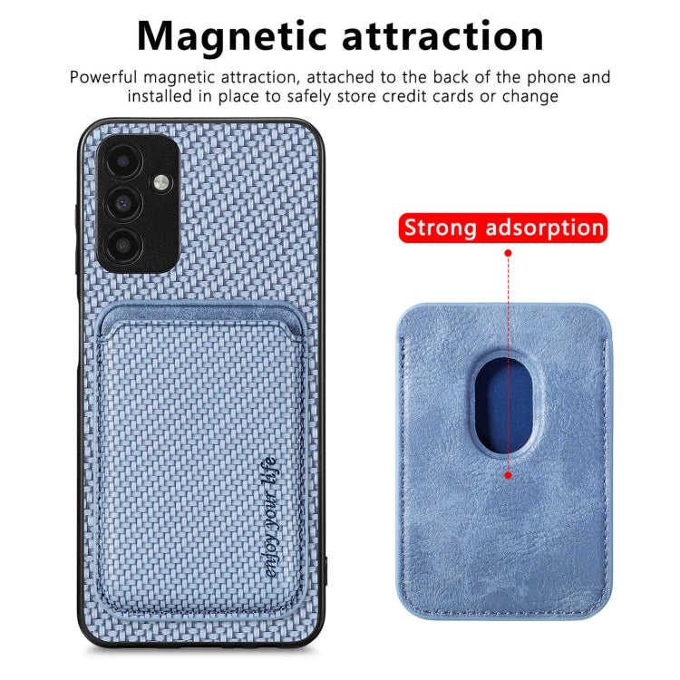 For Samsung Galaxy A13 5G Carbon Fiber Leather Card Magsafe Magnetic Phone Case(Blue) by buy2fix