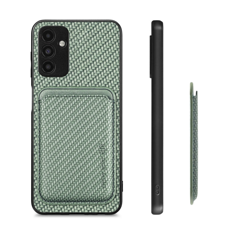 For Samsung Galaxy A13 5G Carbon Fiber Leather Card Magsafe Magnetic Phone Case(Green) by buy2fix