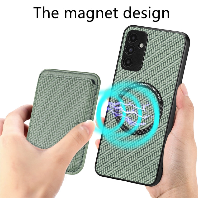 For Samsung Galaxy A13 5G Carbon Fiber Leather Card Magsafe Magnetic Phone Case(Green) by buy2fix