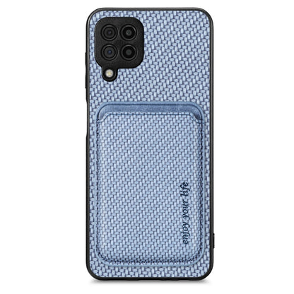 For Samsung Galaxy A22 4G Carbon Fiber Leather Card Magsafe Magnetic Phone Case(Blue) by buy2fix