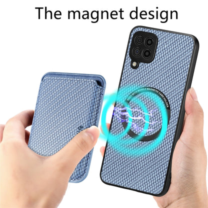 For Samsung Galaxy A22 4G Carbon Fiber Leather Card Magsafe Magnetic Phone Case(Blue) by buy2fix