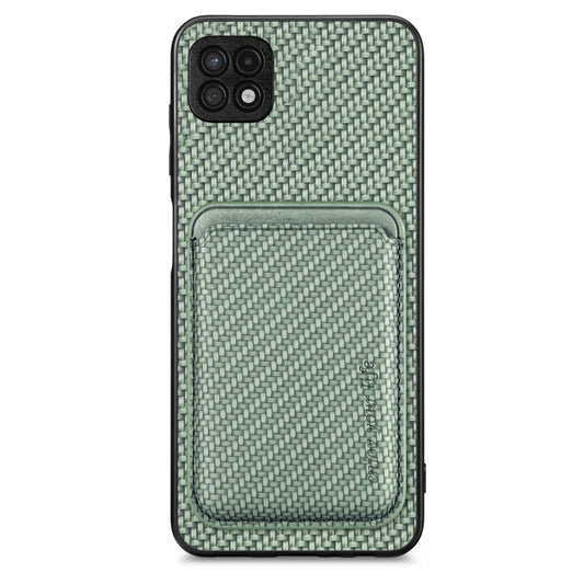 For Samsung Galaxy A22 5G Carbon Fiber Leather Card Magsafe Magnetic Phone Case(Green) by buy2fix