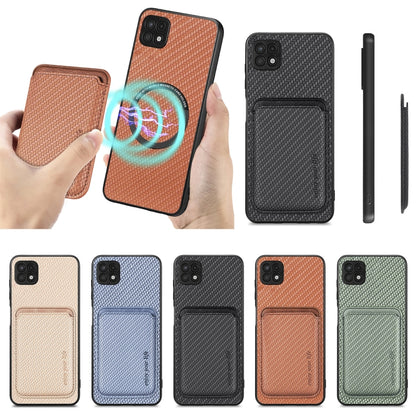 For Samsung Galaxy A22 5G Carbon Fiber Leather Card Magsafe Magnetic Phone Case(Black) by buy2fix