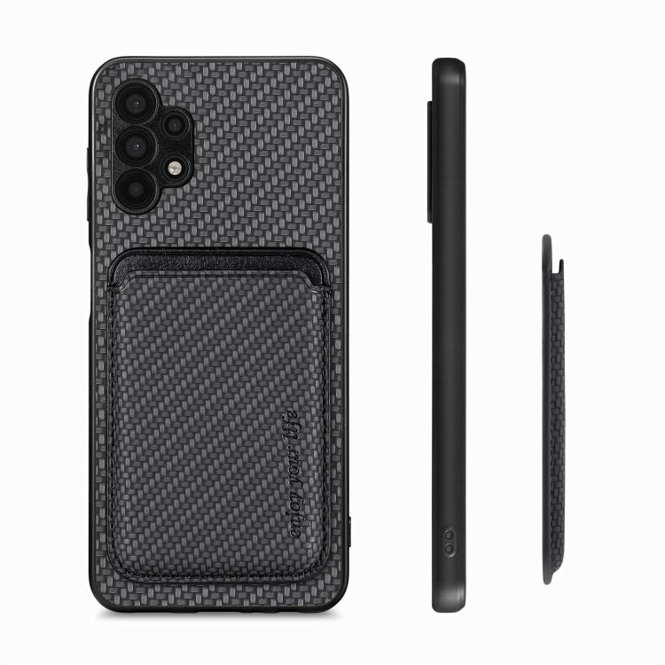 For Samsung Galaxy A32 5G Carbon Fiber Leather Card Magsafe Magnetic Phone Case(Black) by buy2fix