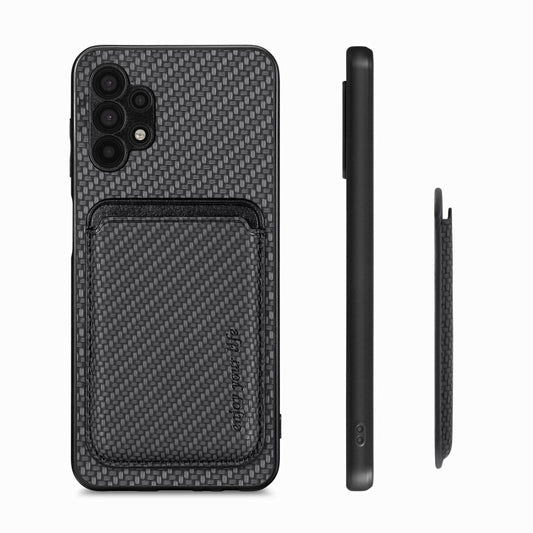 For Samsung Galaxy A32 5G Carbon Fiber Leather Card Magsafe Magnetic Phone Case(Black) by buy2fix
