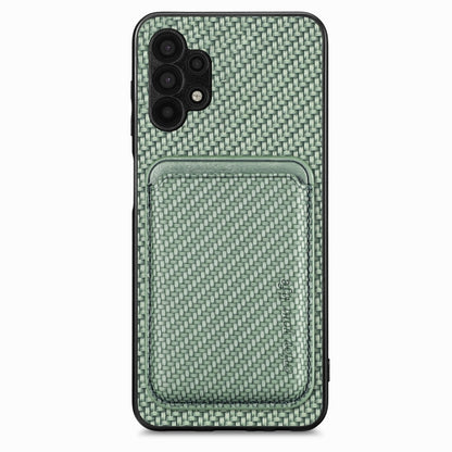 For Samsung Galaxy A32 5G Carbon Fiber Leather Card Magsafe Magnetic Phone Case(Green) by buy2fix