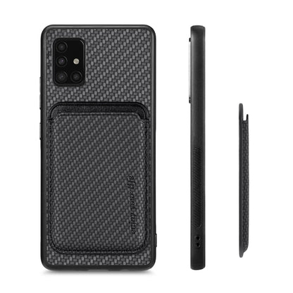 For Samsung Galaxy A51 5G Carbon Fiber Leather Card Magsafe Magnetic Phone Case(Black) - Galaxy Phone Cases by buy2fix | Online Shopping UK | buy2fix