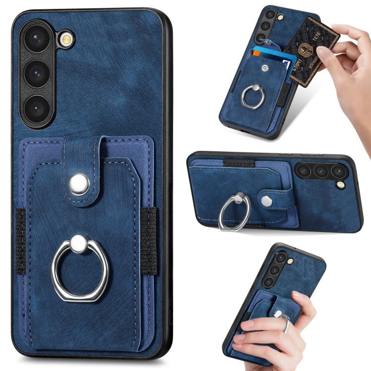 For Samsung Galaxy S20 FE Retro Skin-feel Ring Card Wallet Phone Case(Blue) by buy2fix