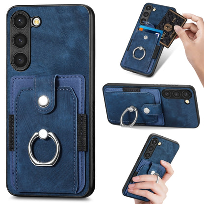 For Samsung Galaxy S20 FE Retro Skin-feel Ring Card Wallet Phone Case(Blue) by buy2fix